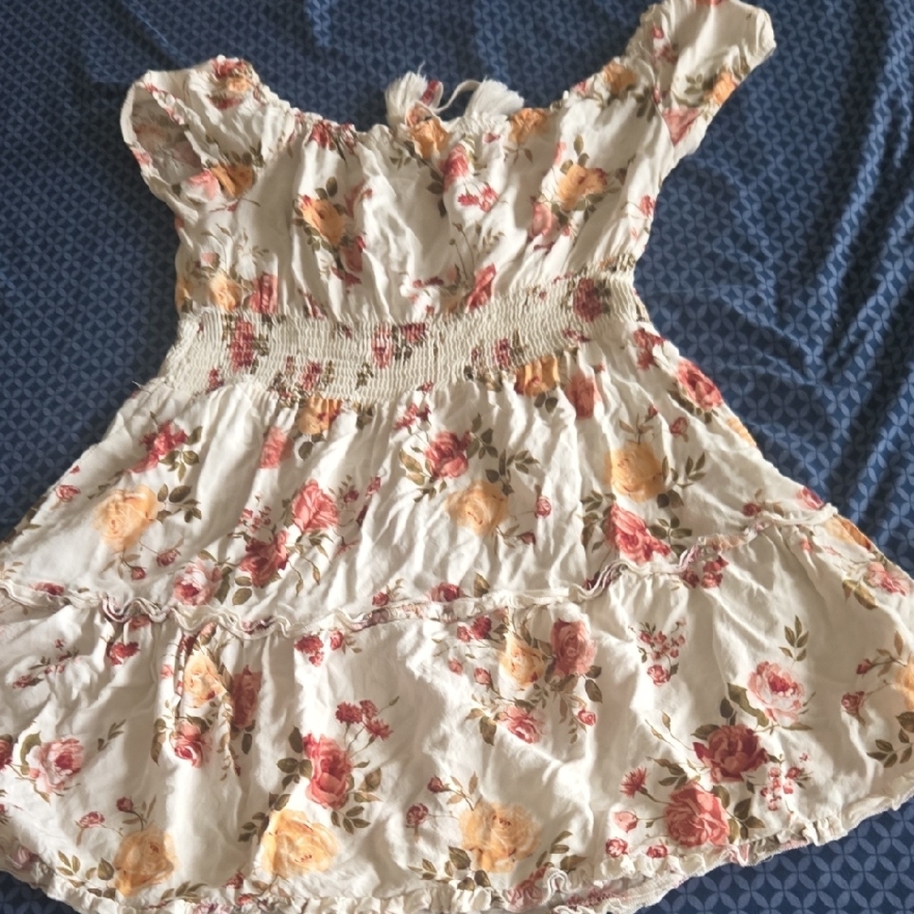 Justify Cream and Orange Ruffled Off-Shoulder Sundress - Picture 4 of 4